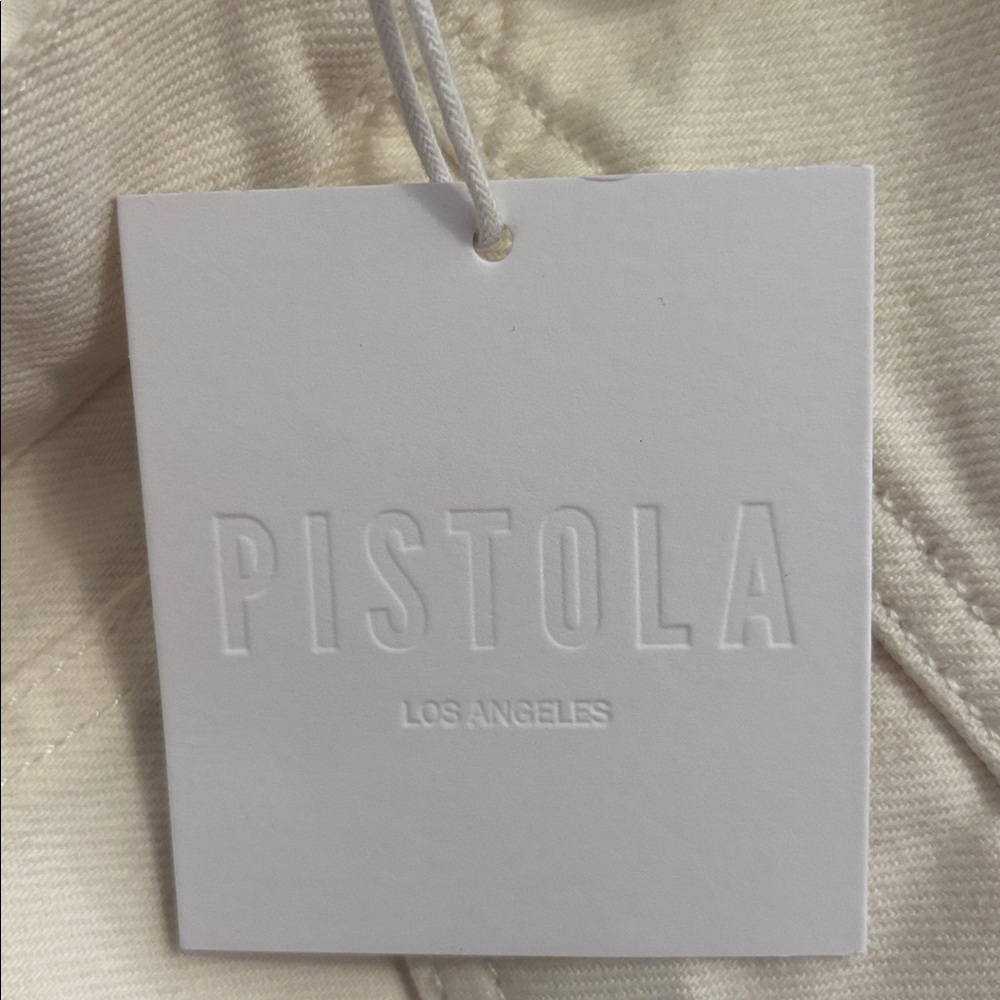 Pistola Nina Cotton Denim Mini Dress in Eggshell Size Small - Picture 10 of 13